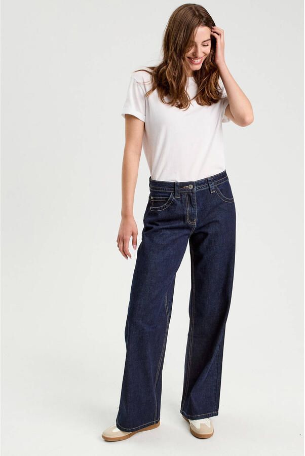 Cache wide leg jeans donkerblauw - Foto 3