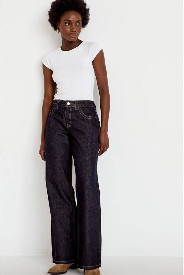 Cache wide leg jeans donkerblauw - Foto 3