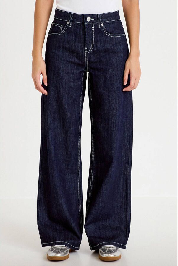 Cache wide leg jeans donkerblauw