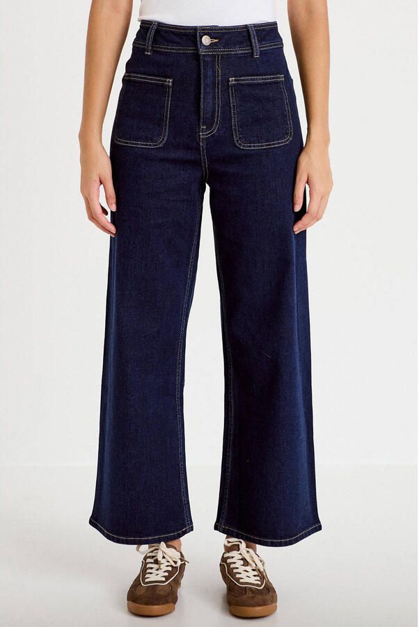 Cache wide leg jeans donkerblauw