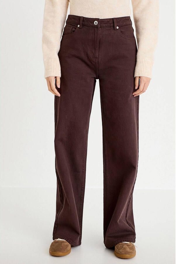 Cache wide leg jeans donkerbruin