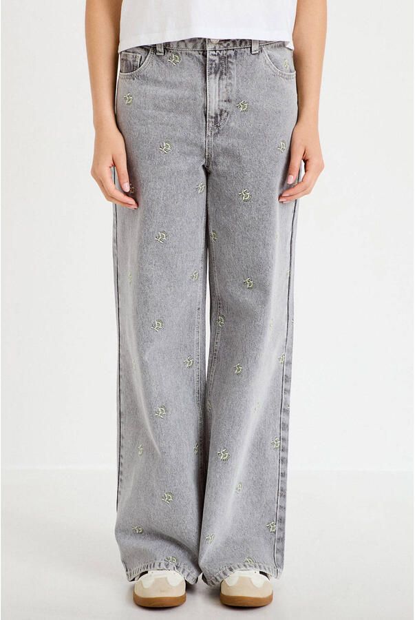 Cache wide leg jeans grijs