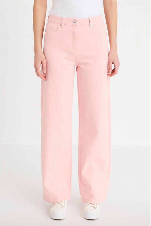 Cache wide leg jeans lichtroze