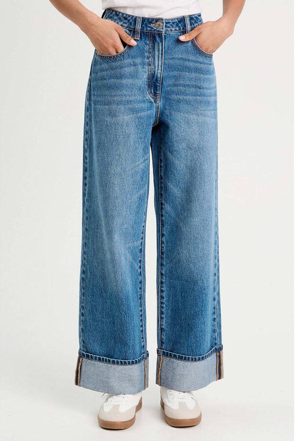 Cache wide leg jeans medium blue denim