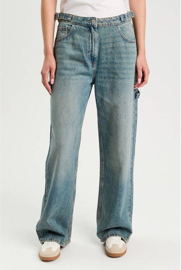 Cache wide leg jeans medium blue denim
