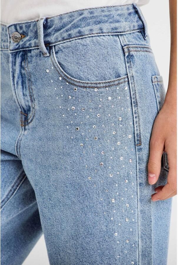 Cache wide leg jeans met strass-steentjes lichtblauw - Foto 2
