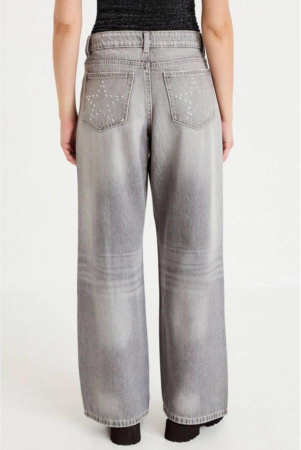 Cache wide leg jeans met studs grijs - Foto 2