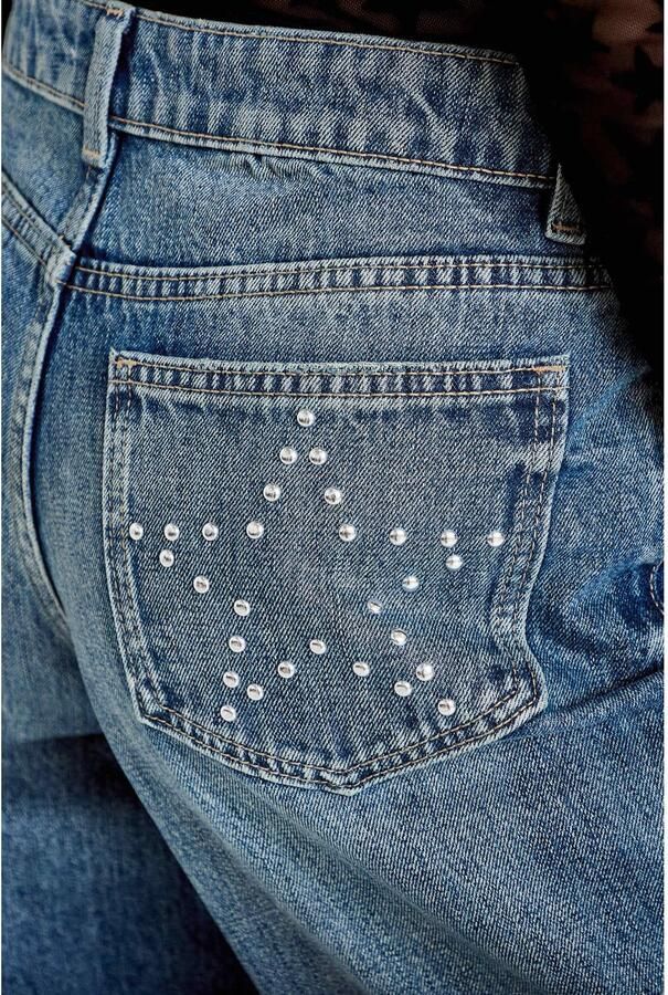 Cache wide leg jeans met studs mediumblauw - Foto 2