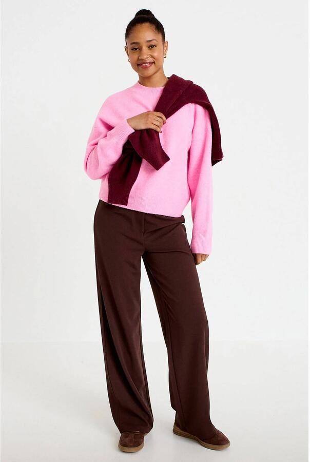 Cache wide leg pantalon donkerbruin - Foto 2
