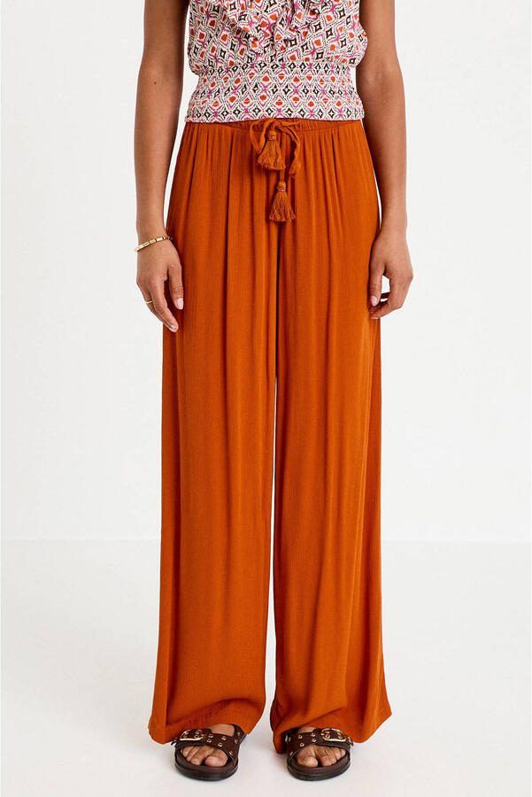 Cache wide leg regular waist casual broek donker oranje
