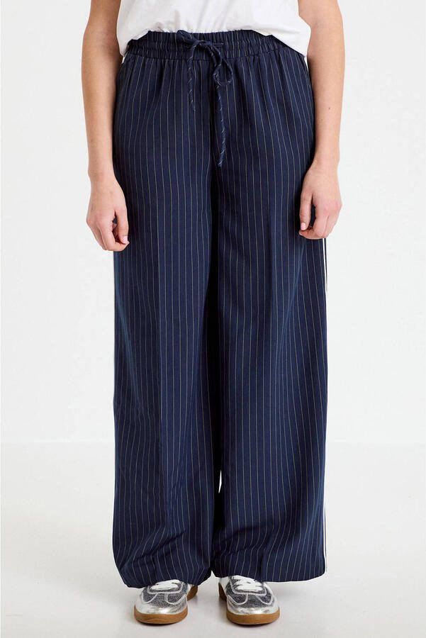 Cache wide leg regular waist casual broek met krijtstreep