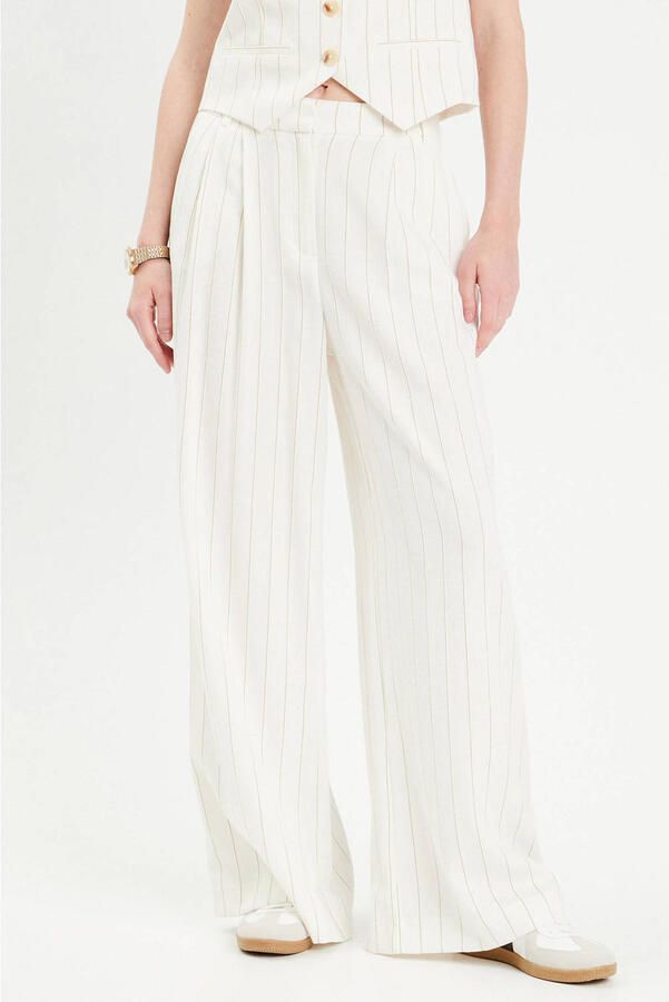 Cache wide leg regular waist pantalon ecru