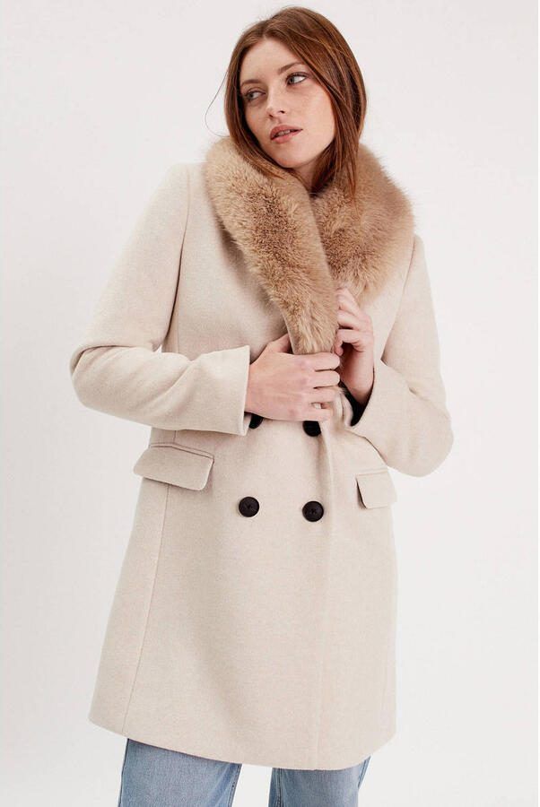 Cache wollen manteljas beige