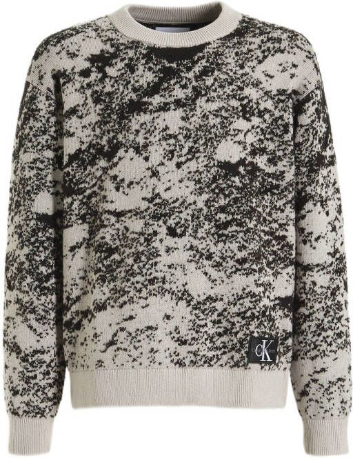 Calvin Klein sweater met all over print creme antraciet