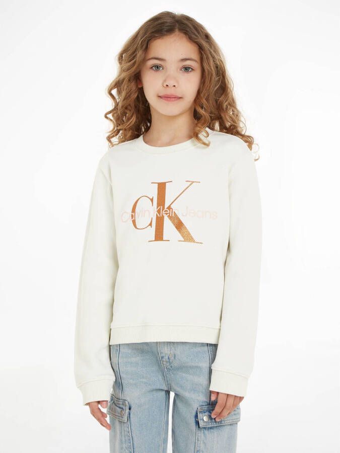 Calvin Klein sweater met logo ivoor Wit Logo 116