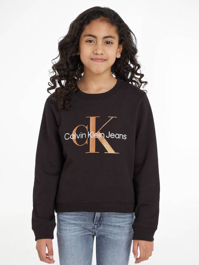 Calvin Klein sweater met logo zwart Logo 176 | Sweater van