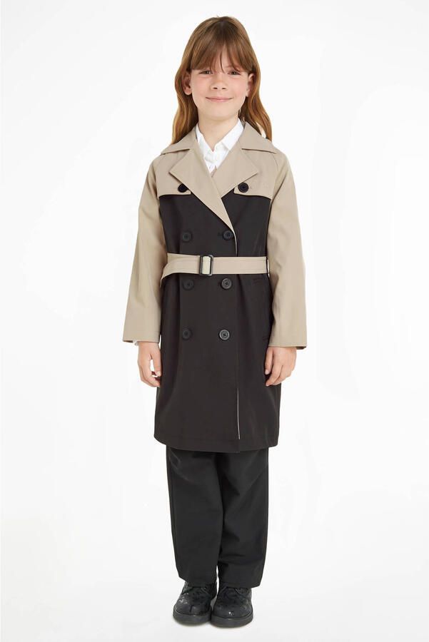 Calvin Klein coat zomer zwart Jas Meisjes Polyester Klassieke kraag Meerkleurig 140
