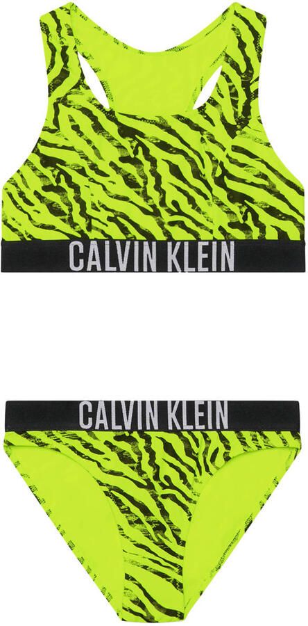 Calvin Klein crop bikini geel zwart Meisjes Polyamide Zebraprint 164 176