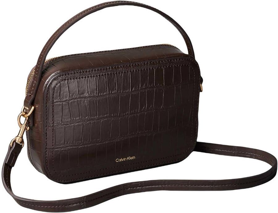 Calvin Klein crossbody tas CK Croc donkerbruin - Foto 3