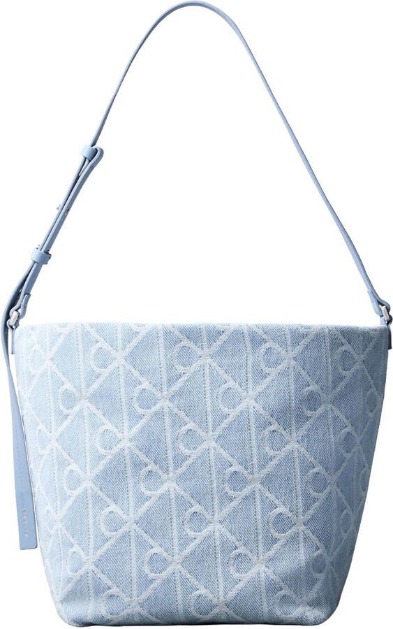 Calvin Klein denim crossbody tas Emblem blauw
