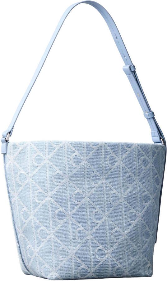 Calvin Klein denim crossbody tas Emblem blauw - Foto 3