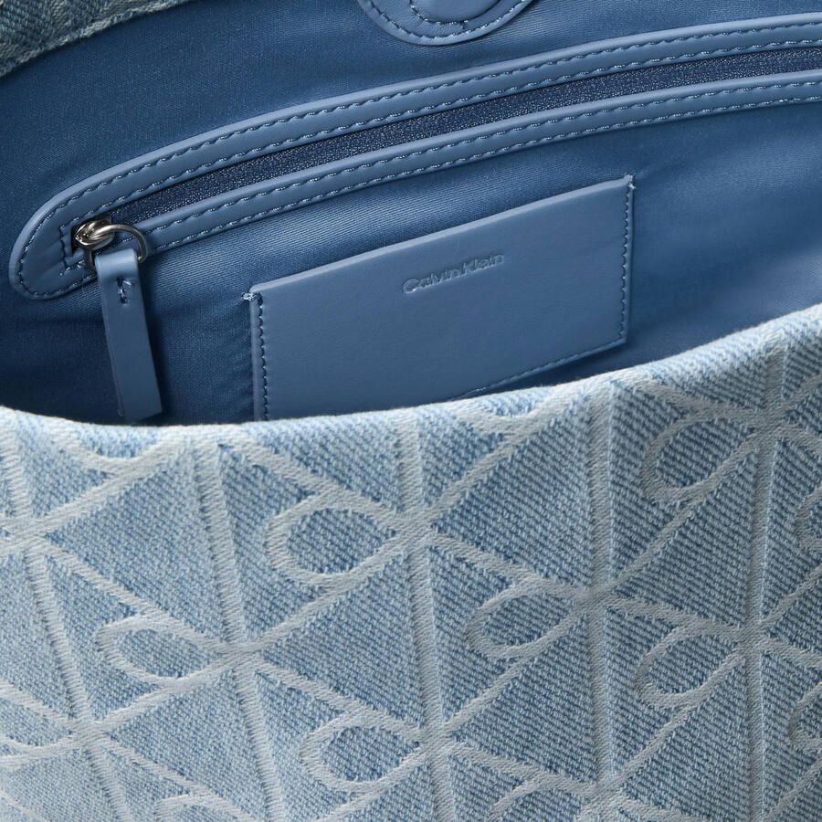 Calvin Klein denim crossbody tas Emblem blauw - Foto 2
