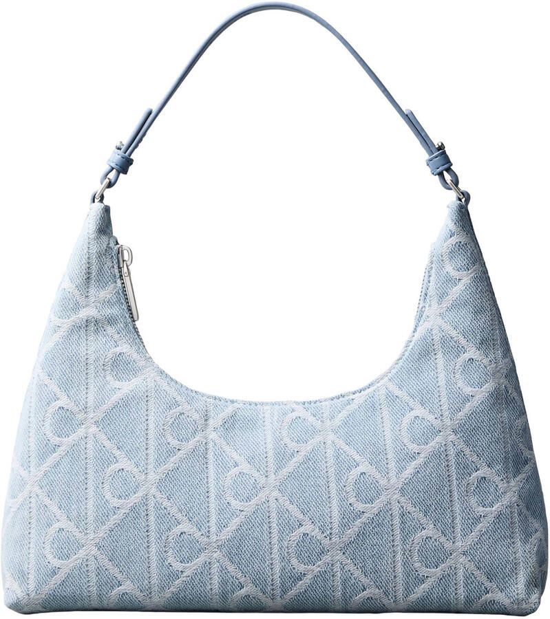 Calvin Klein denim schoudertas Emblem blauw