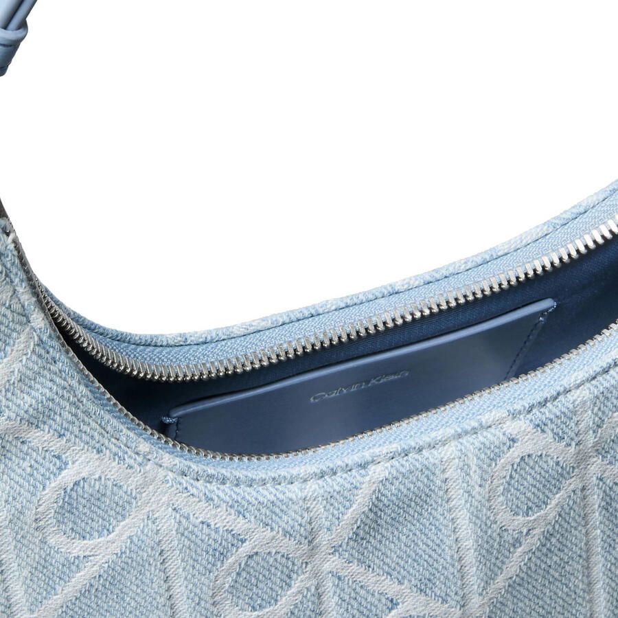 Calvin Klein denim schoudertas Emblem blauw - Foto 2