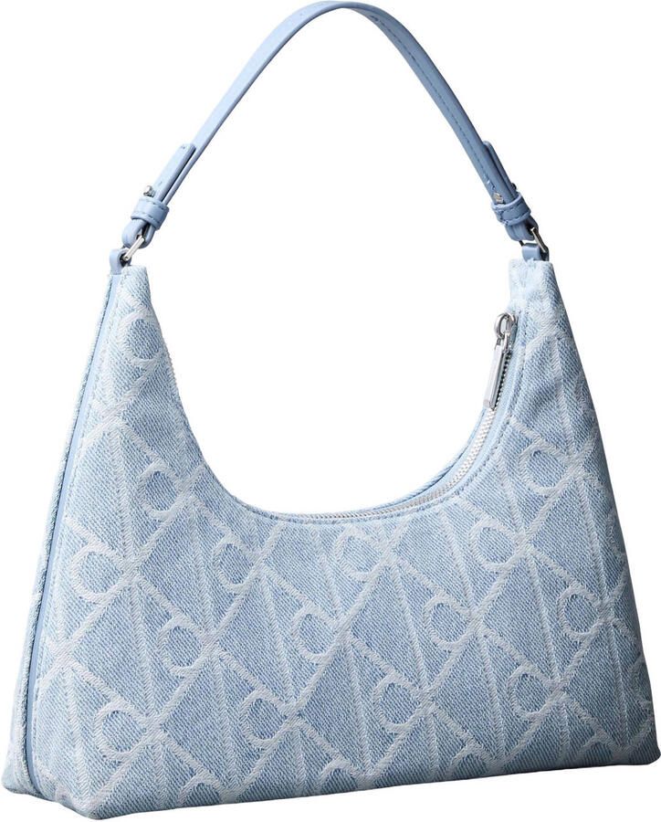 Calvin Klein denim schoudertas Emblem blauw - Foto 3