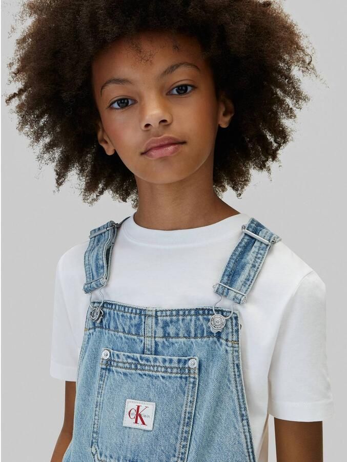 Calvin Klein denim tuinbroek medium blue denim Blauw Effen