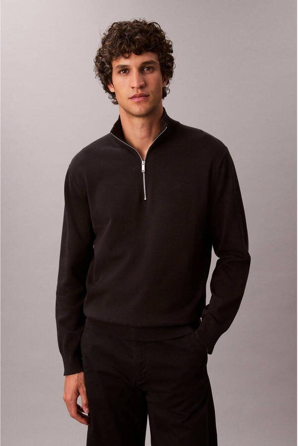 CALVIN KLEIN Heren Truien & Vesten Ls Supima Qz Sweater 12gg Zwart - Foto 5