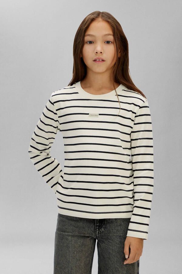 Calvin Klein gestreepte longsleeve lichtgrijs