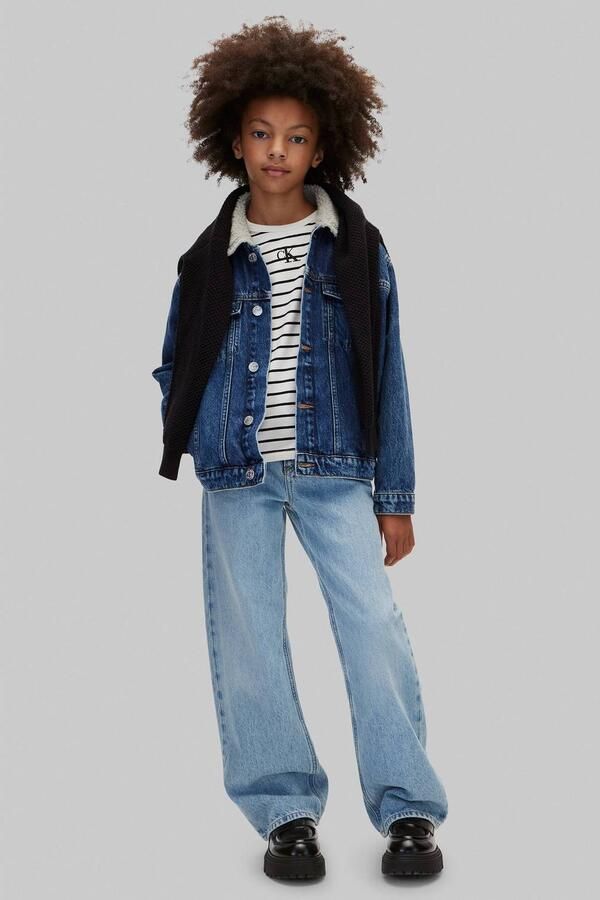 Calvin Klein gestreepte longsleeve wit zwart Meisjes Katoen Ronde hals - Foto 2