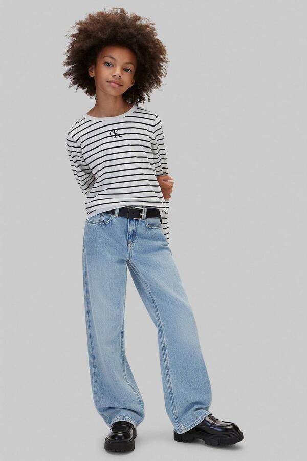 Calvin Klein gestreepte longsleeve wit zwart Meisjes Katoen Ronde hals - Foto 3