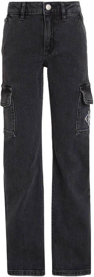 Calvin Klein high waist wide leg jeans MR STRAIGHT charcoal grey rgd Grijs Meisjes Katoen 140
