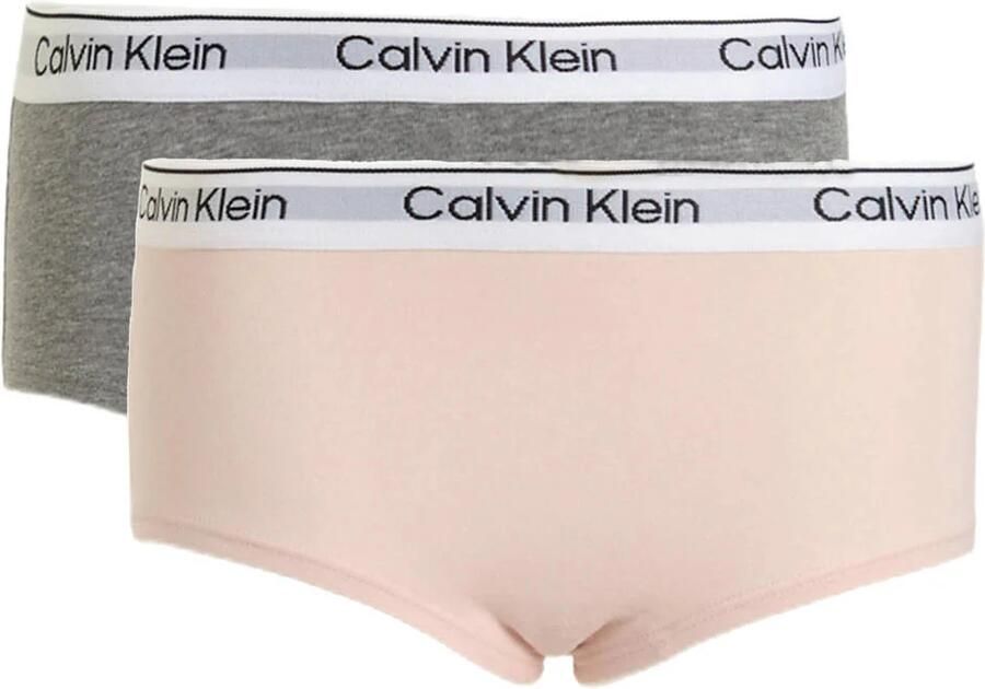 Calvin Klein hipster zalmroze grijs (set van 2) Slip Meisjes Stretchkatoen