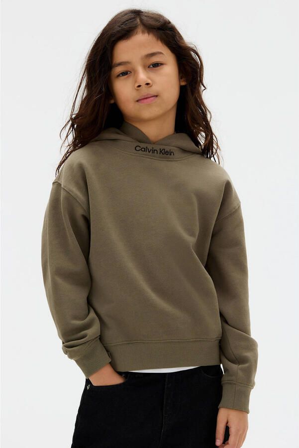 Calvin Klein hoodie donkergroen Sweater Tekst