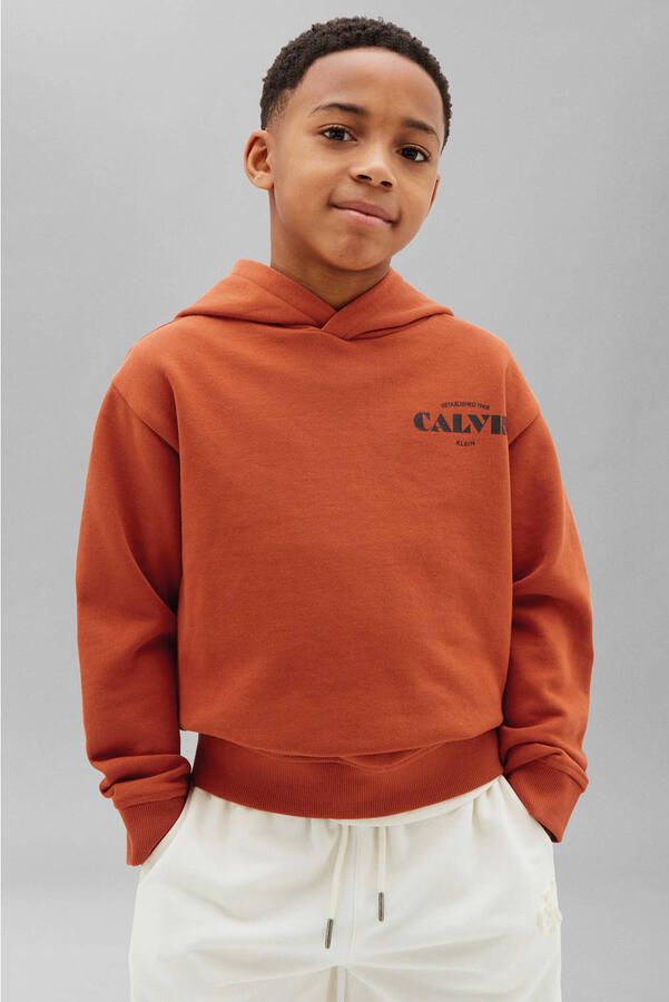 Calvin Klein hoodie met print oranje