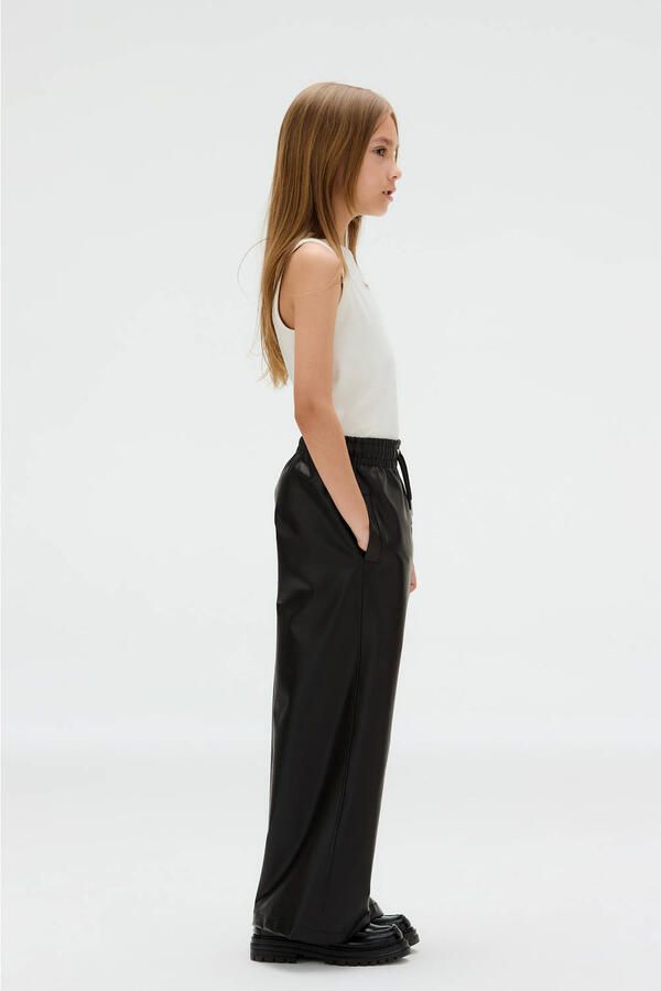 Calvin Klein Jeans Wide leg broek in leerlook