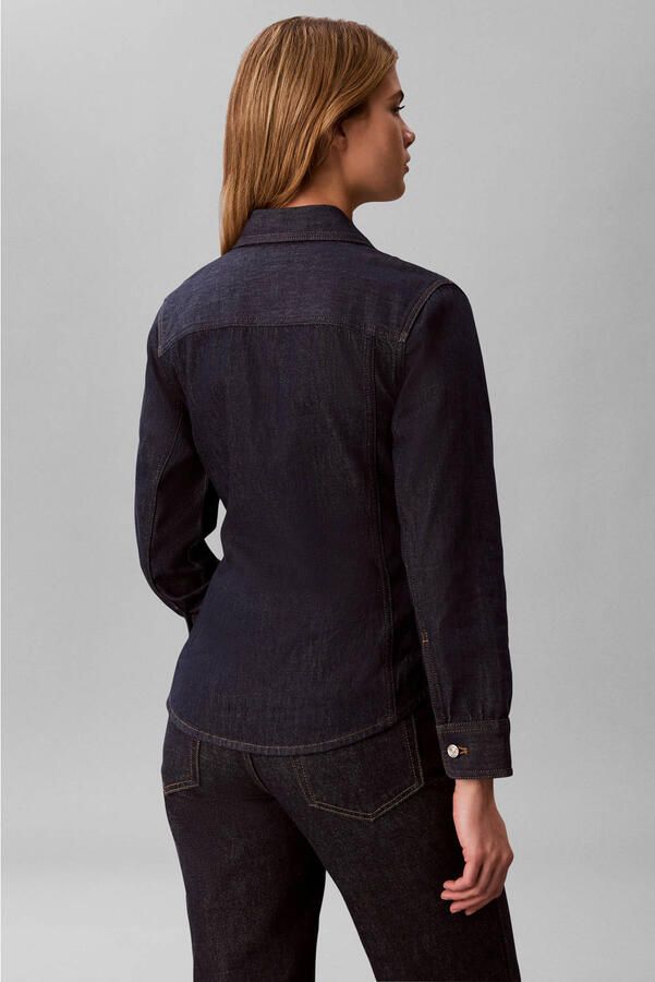 CALVIN KLEIN JEANS denim getailleerde blouse donkerblauw - Foto 2