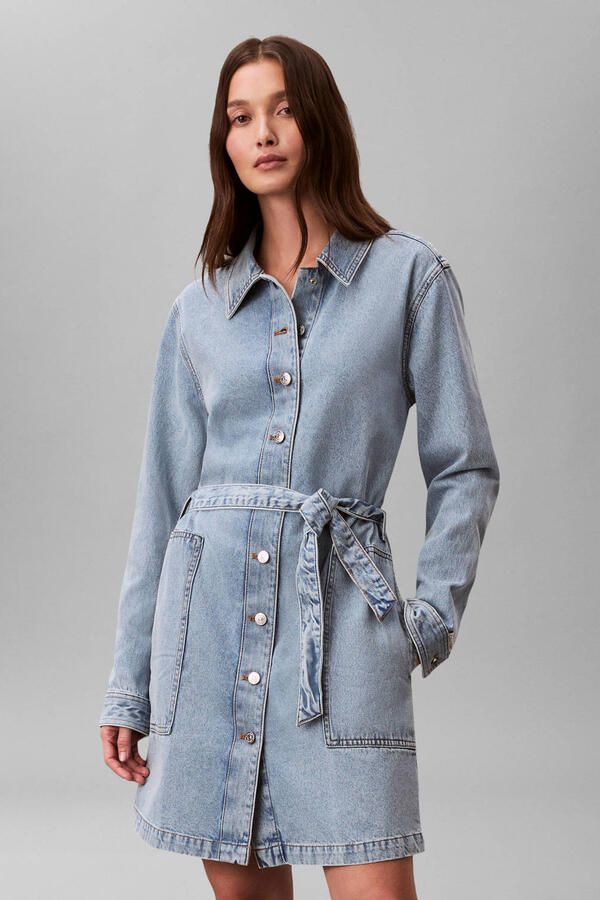 Calvin Klein Jeans Mini-jurk in Denimlook met platte kraag