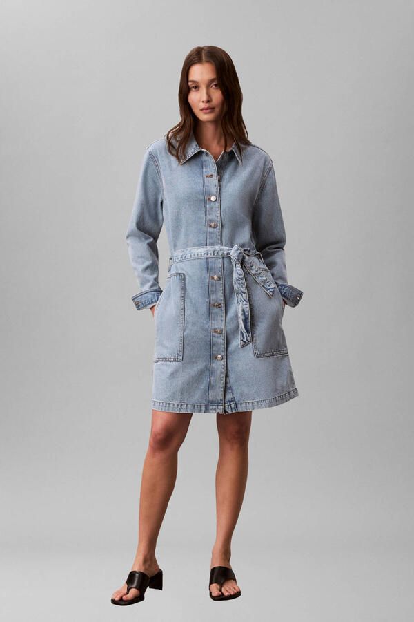 Calvin Klein Jeans Mini-jurk in Denimlook met platte kraag - Foto 2