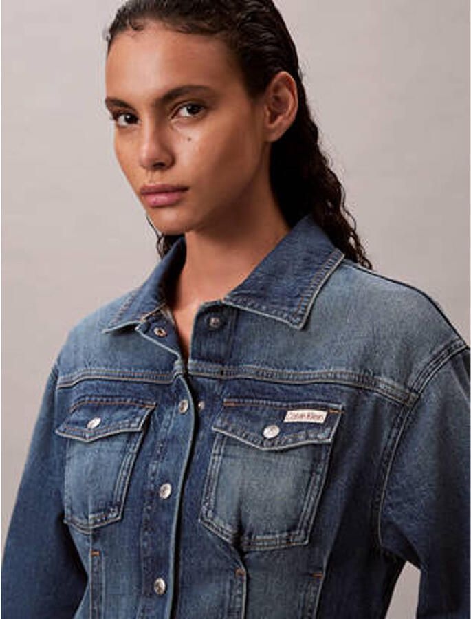 Calvin Klein Jeans jurk LS DENIM MINI DRESS Met ronde hals getailleerd - Foto 6