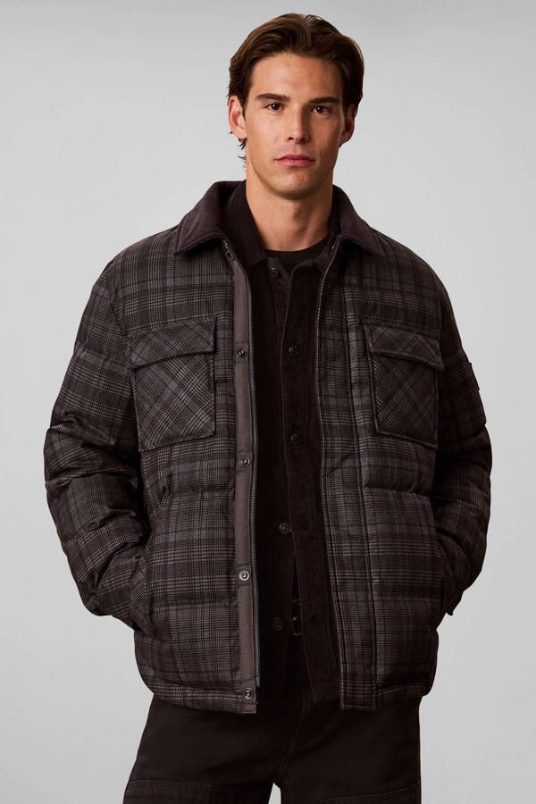 CALVIN KLEIN JEANS geruite corduroy pufferjas grijs