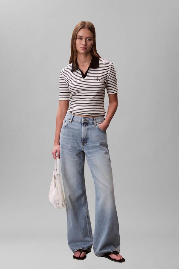 Calvin Klein Jeans slim fit poloshirt met label-stitching - Foto 2