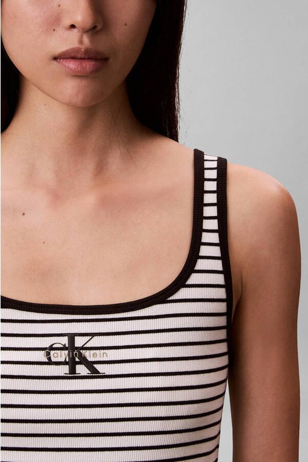 Calvin Klein Jeans Top met bandjes in ribbel-look met logo - Foto 2