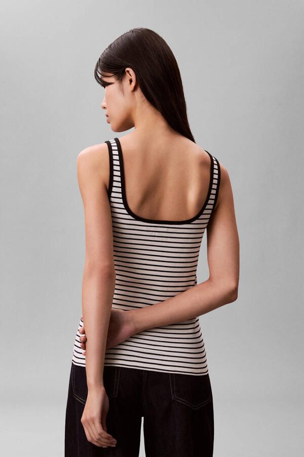 Calvin Klein Jeans Top met bandjes in ribbel-look met logo - Foto 3
