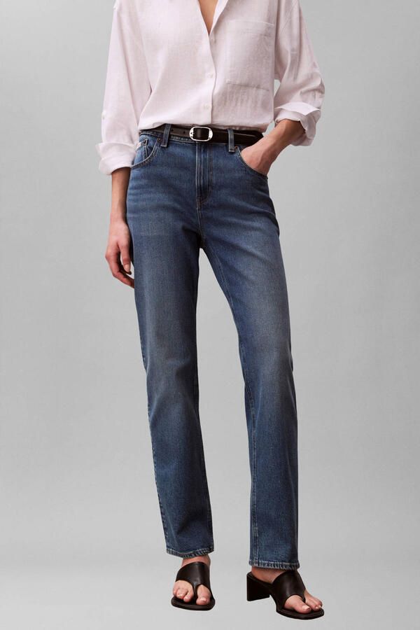 CALVIN KLEIN JEANS high waist straight leg jeans mediumblauw