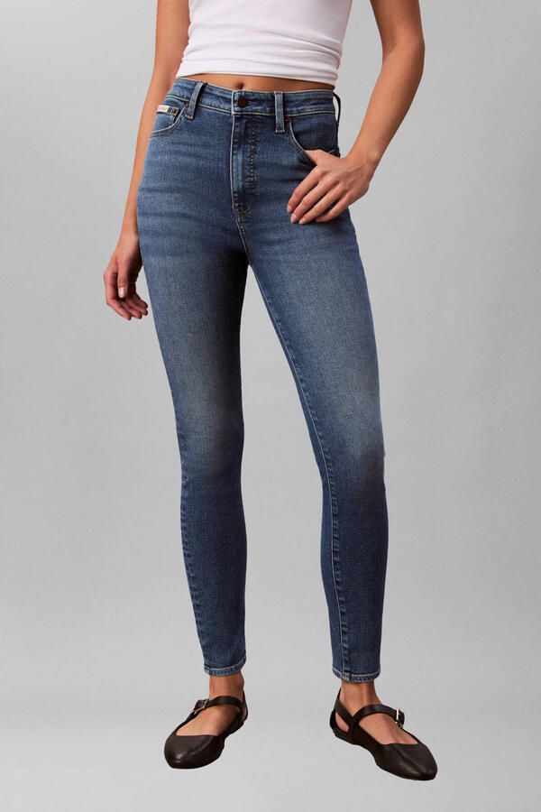 Calvin Klein Jeans Super skinny fit high rise jeans met labeldetail - Foto 5
