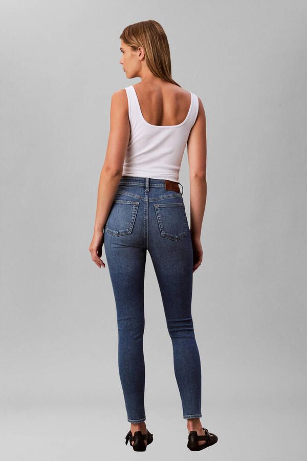 Calvin Klein Jeans Super skinny fit high rise jeans met labeldetail - Foto 3